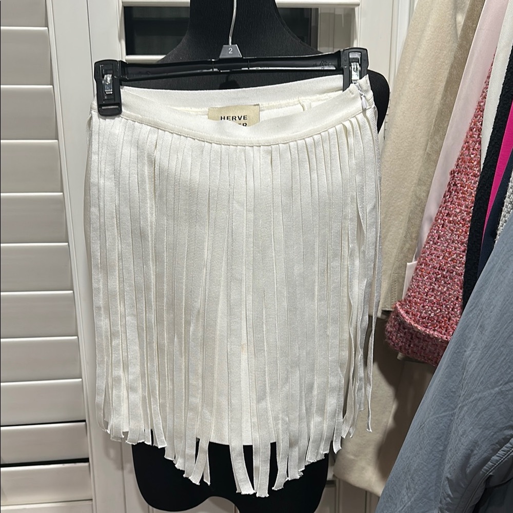 Herve Leger for Forever 21 fringe mini skirt.